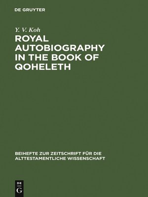 cover image of Royal Autobiography in the Book of Qoheleth